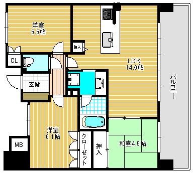 プレサンスロジェ正雀(3LDK/3階)の間取り写真