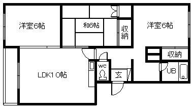 東光1.3ハイツ(3LDK/3階)の間取り写真