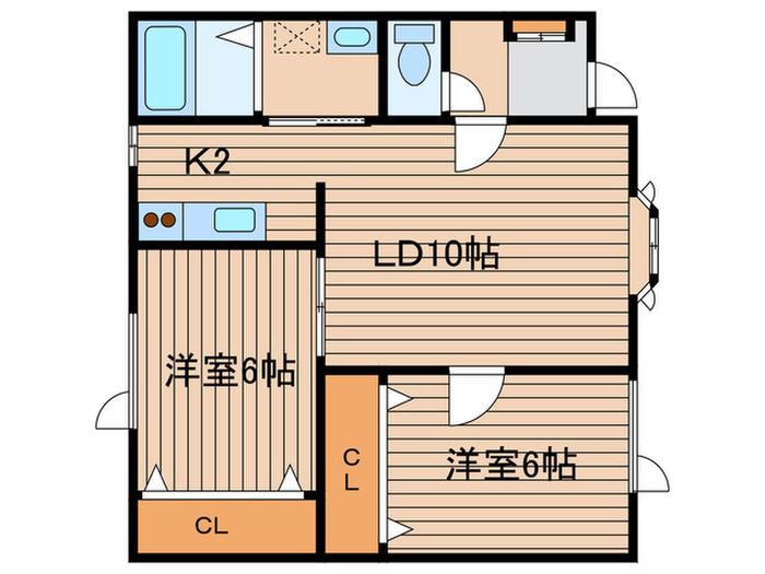 メゾンドシャルマンII(2LDK/2階)の間取り写真