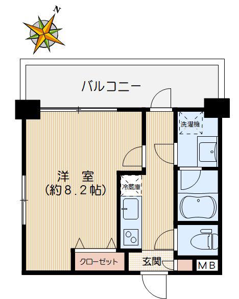 MK播磨坂(1K/2階)の間取り写真