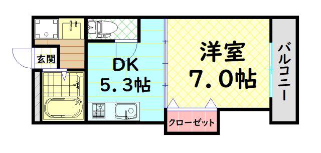 ハピネス1番館(1DK/1階)の間取り写真