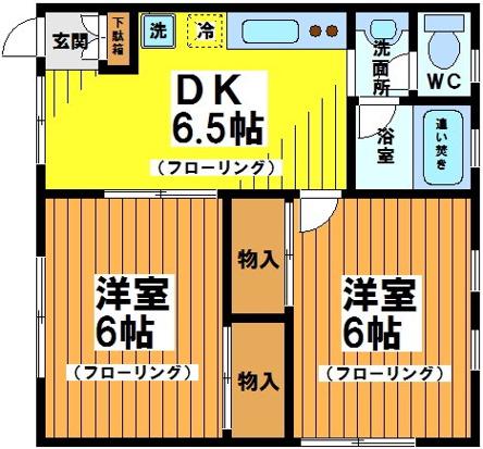 ウイングー世田谷区羽根木-(2DK/1階)の間取り写真