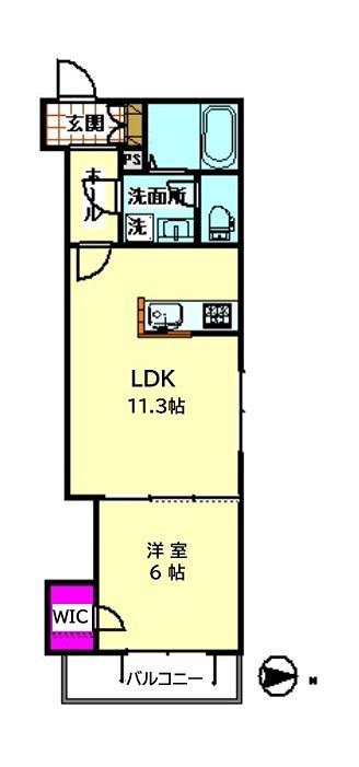 クローバーテラス(1LDK/2階)の間取り写真