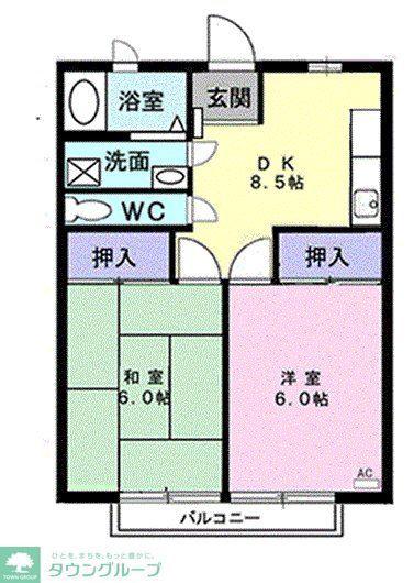 ボヌール金子(2DK/2階)の間取り写真