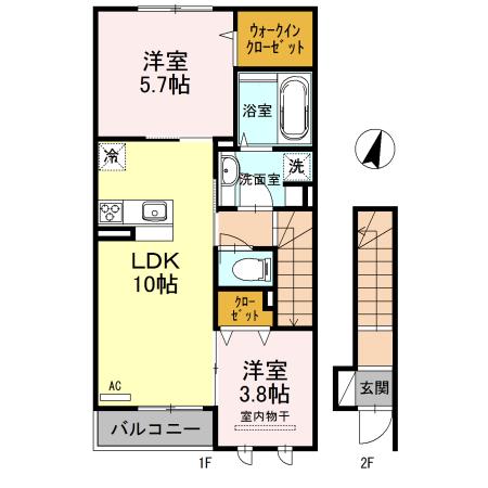 グランソレイユ(2LDK/2階)の間取り写真