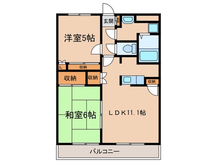 コンフォースいそがい(2LDK/2階)の間取り写真