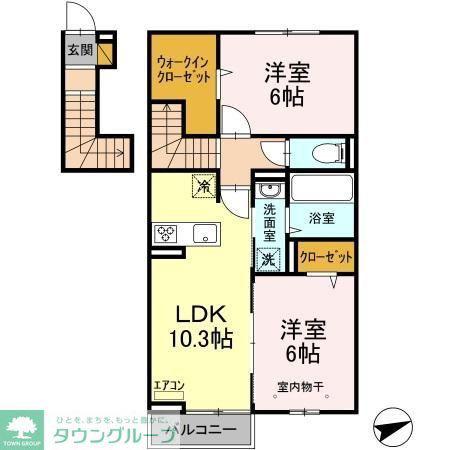 京成松戸線 八柱駅 徒歩9分 2階建 築4年(2LDK/2階)の間取り写真