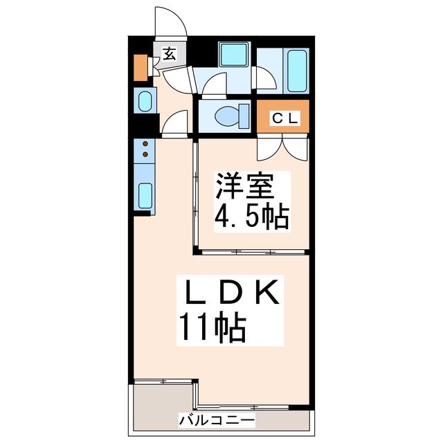 シハラマンションコルティーレ(1LDK/3階)の間取り写真