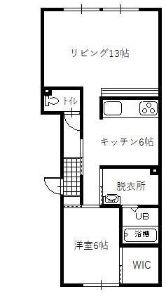 CREST COURT B棟(1LDK/1階)の間取り写真