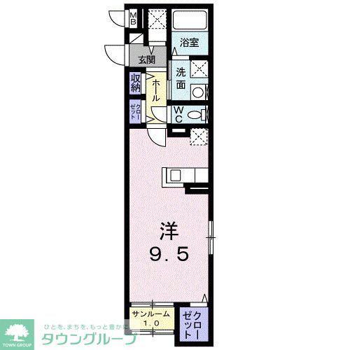 トレス中田(1K/1階)の間取り写真