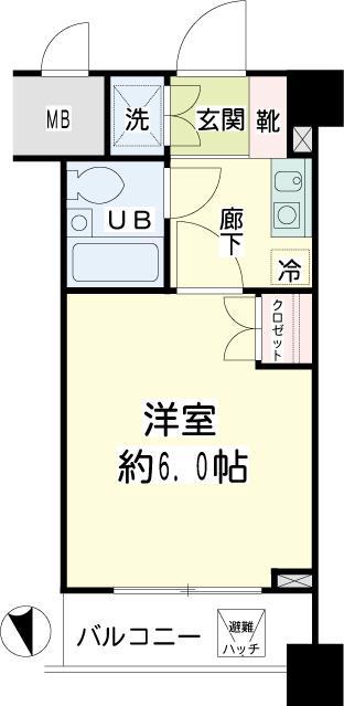 ナイスアーバンステイツ綱島(1K/6階)の間取り写真