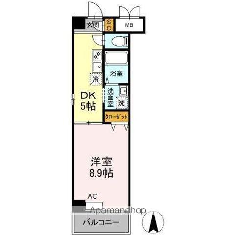 セレッソ千成(1DK/4階)の間取り写真