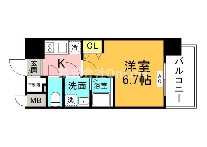 ワールドアイ大阪イースト CITY(1K/8階)の間取り写真