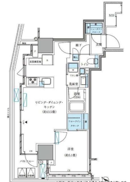 パークアクシス五反田スカイタワー(1LDK/3階)の間取り写真
