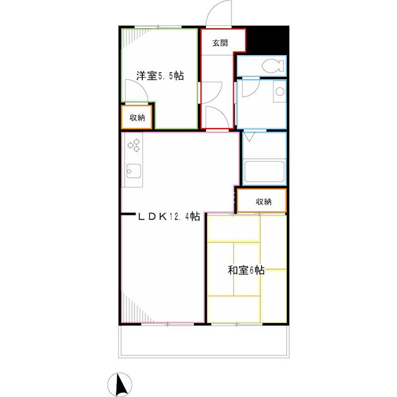 榎本第二コーポラス(2LDK/1階)の間取り写真