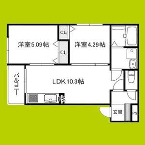 ヴェルメゾン堺北条町(2LDK/2階)の間取り写真