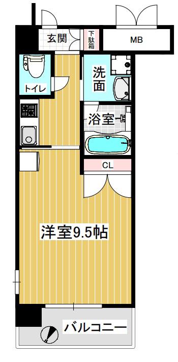 サザンコート(1K/6階)の間取り写真