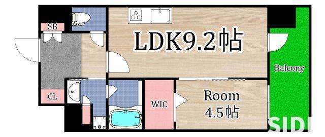 ザ・パークハビオ都島フロント(1LDK/9階)の間取り写真