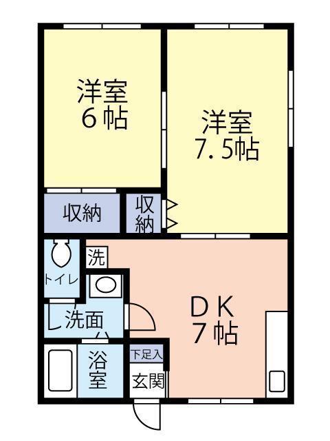 ビューラーT(2DK/1階)の間取り写真