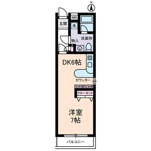 菱和パレス世田谷桜(1DK/2階)の間取り写真
