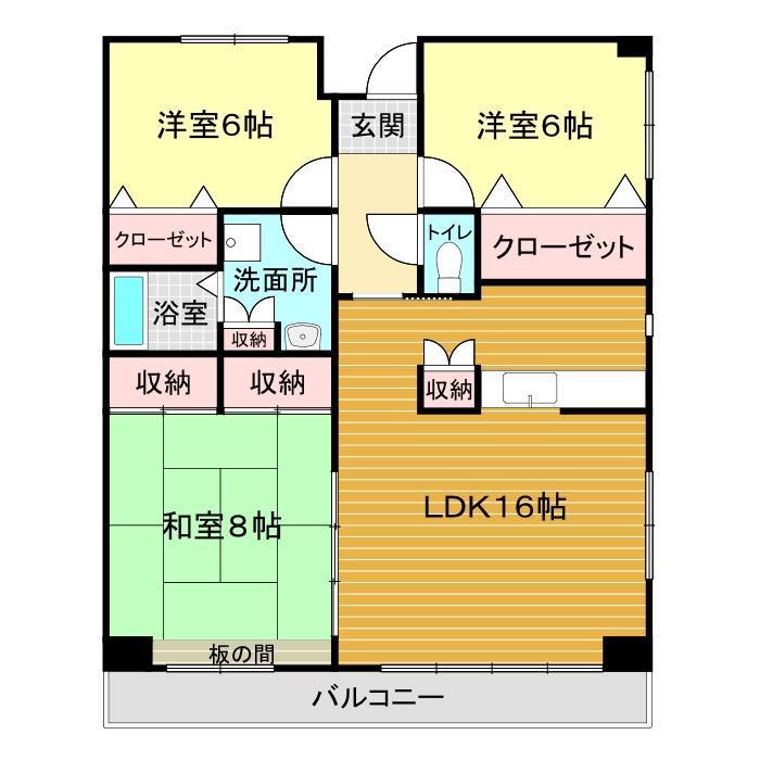 やまもも館(3LDK/3階)の間取り写真