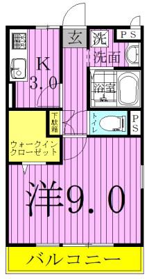 セレニティーホームズB(1K/2階)の間取り写真