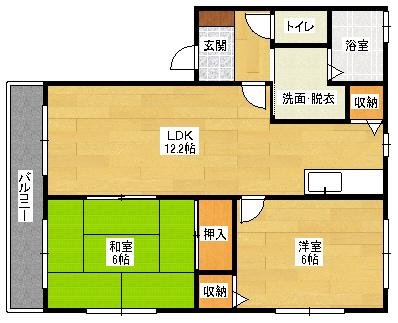 フォブール道岡(2LDK/2階)の間取り写真