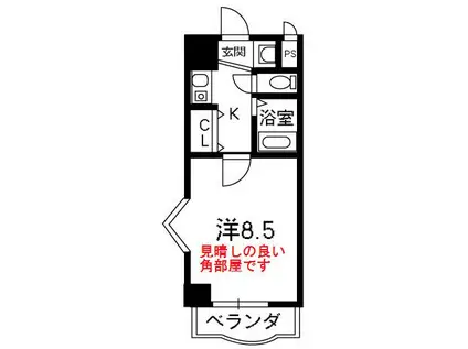 ミューズ1(1K/2階)の間取り写真