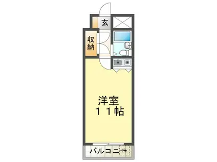 カサ・デ・エレガンシア(ワンルーム/3階)の間取り写真