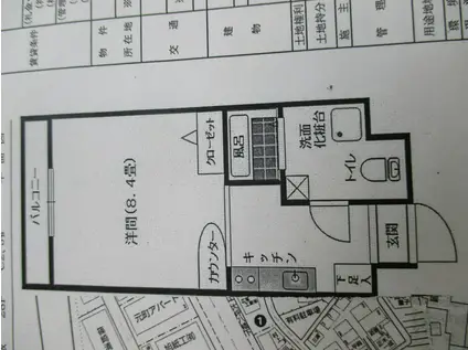 ビアン1号館(1K/3階)の間取り写真