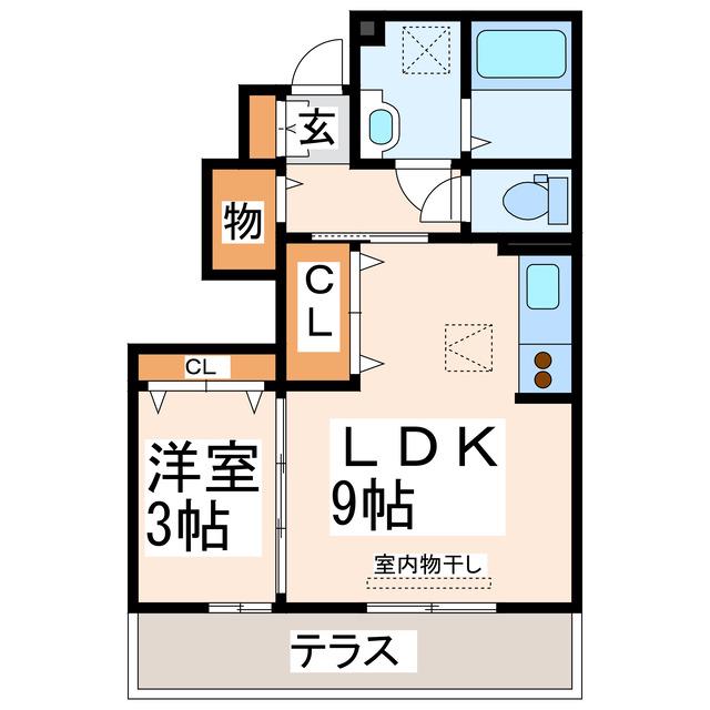 エクセル新外II(1LDK/1階)の間取り写真