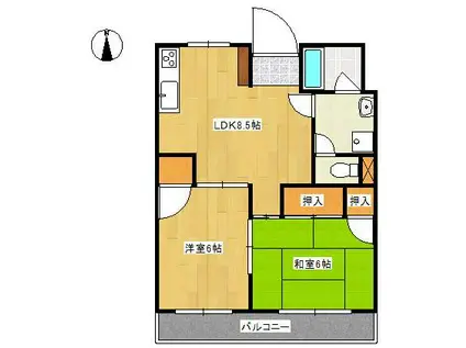 アルファミツコ(2LDK/2階)の間取り写真