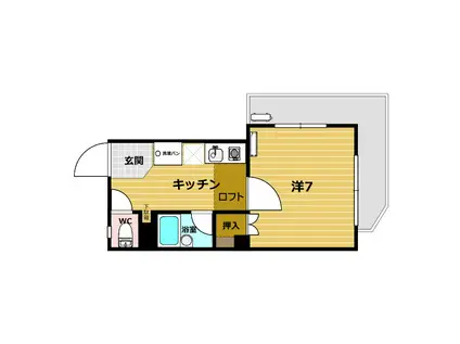 レインボーヒルズ(1K/3階)の間取り写真