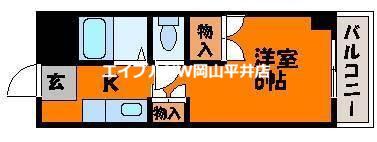 グランディール門田屋敷(1K/3階)の間取り写真