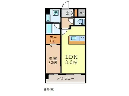 デ・クメール滑石(1LDK/3階)の間取り写真