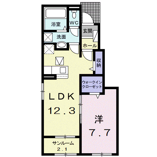 エムティハウスVII(1LDK/1階)の間取り写真