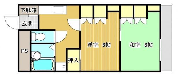 サンクレスト老松(2K/4階)の間取り写真