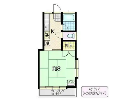 コーポ山本(1K/2階)の間取り写真