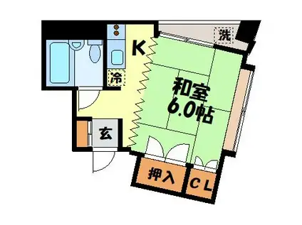 西部ハイツ平和(1K/3階)の間取り写真