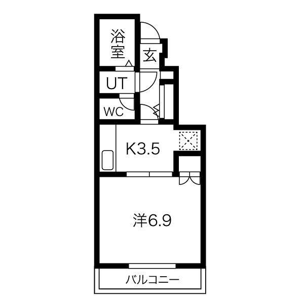 カプラン飾磨III(1K/1階)の間取り写真