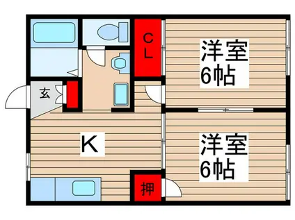 ウィンドコートA棟(2K/1階)の間取り写真