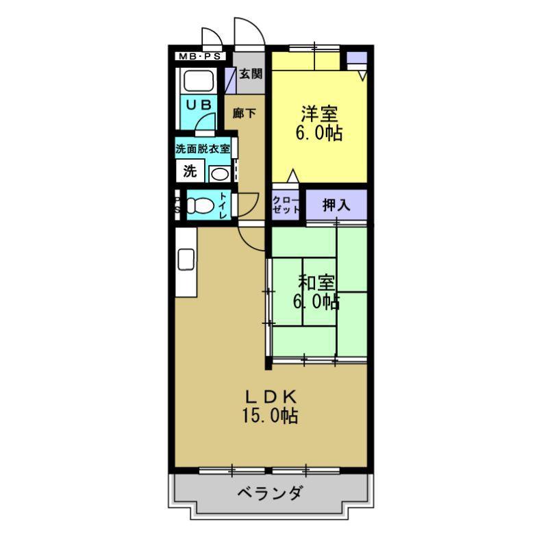 LIMPIA高峯(2LDK/2階)の間取り写真