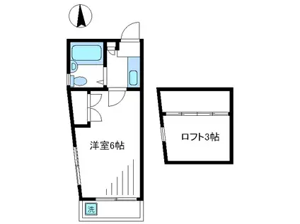 ブランドール2(1SK/2階)の間取り写真