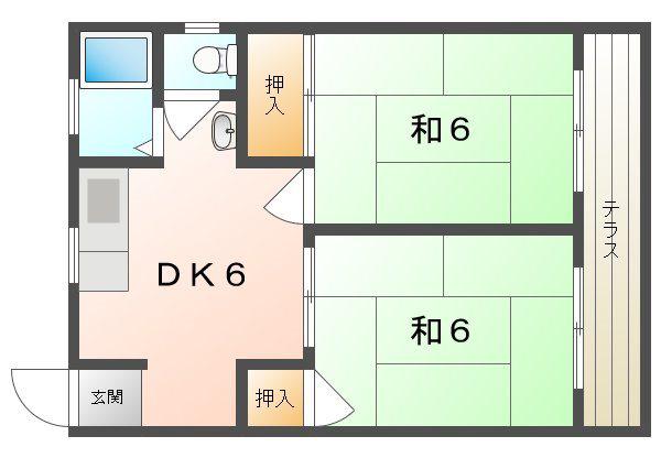 辻本マンション(2DK/1階)の間取り写真