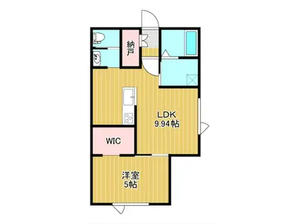 イルマーレW(1LDK/1階)の間取り写真