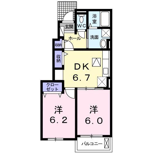 シュペール ヴュー(2DK/1階)の間取り写真