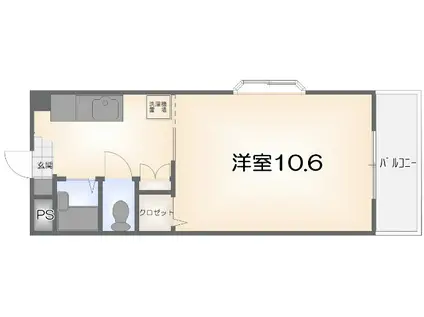 ハッピールーツ沖浜(1K/4階)の間取り写真