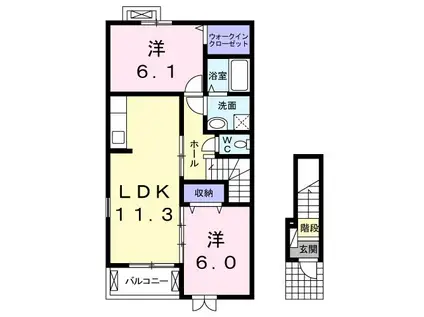 サニーレジデンスD(2LDK/2階)の間取り写真