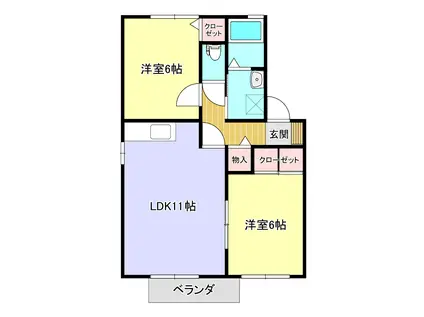 エーデルハイム(2LDK/2階)の間取り写真