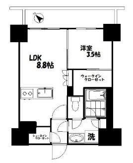 ピアース赤坂(1LDK/4階)の間取り写真